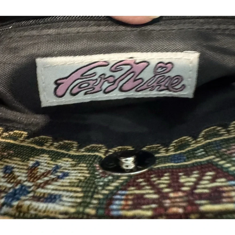 VTG 70s Beaded Floral Tapestry Bag Bamboo Handle Boho Handbag